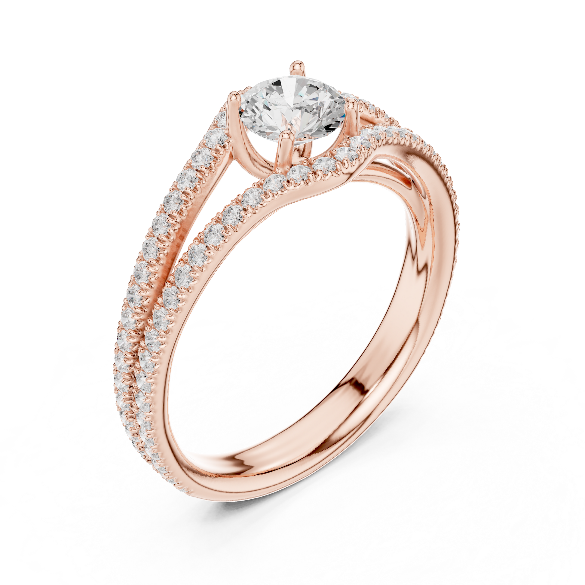 Round Pave Lab Grown Diamond Ring