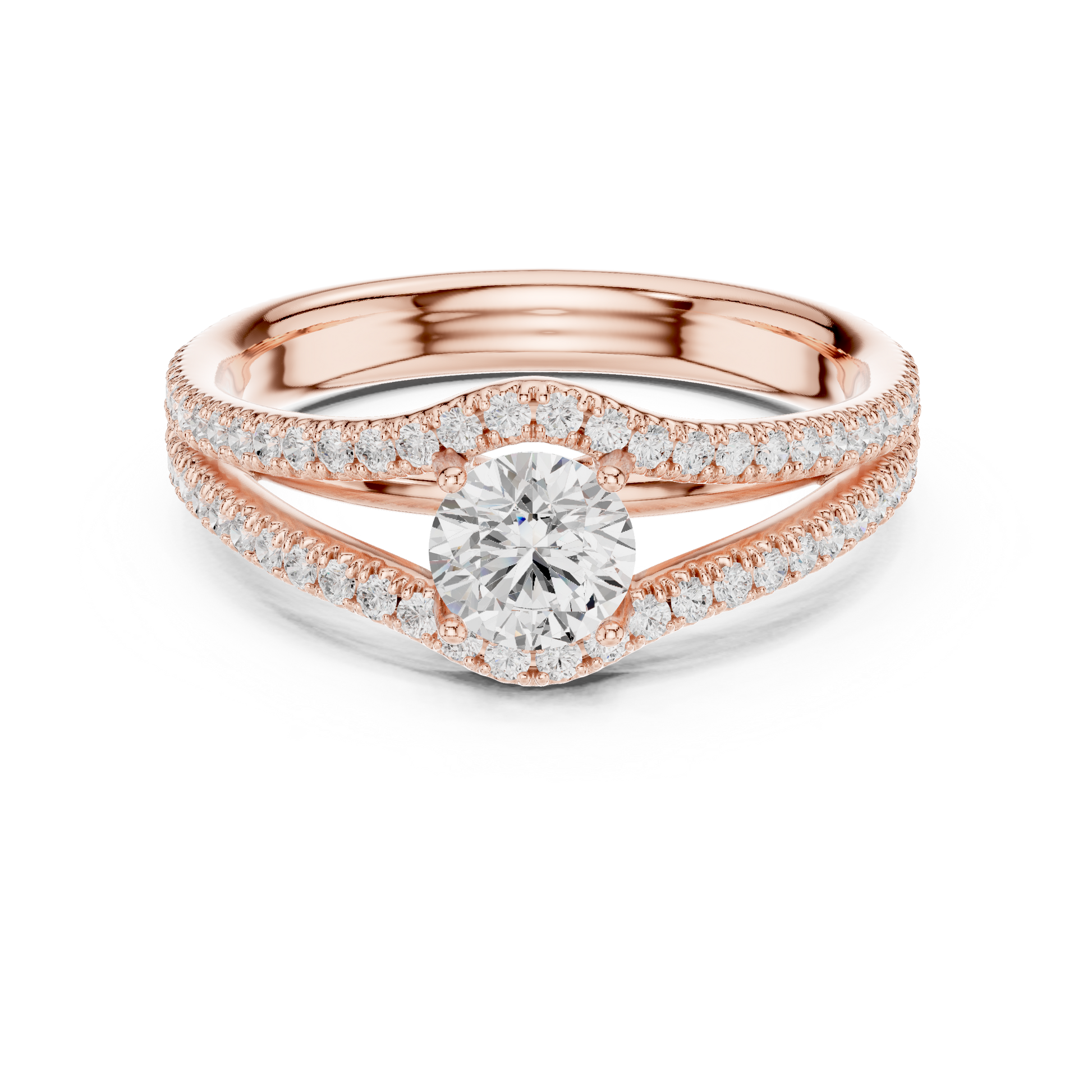 Round Pave Lab Grown Diamond Ring