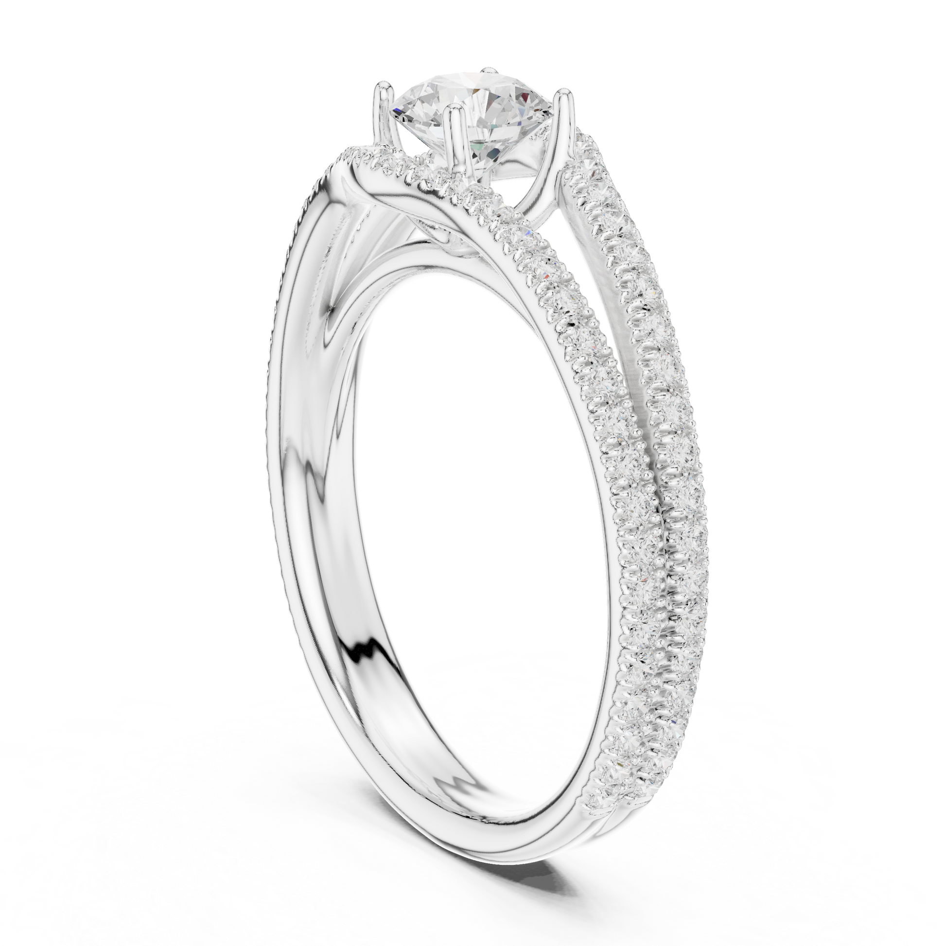 Round Pave Lab Grown Diamond Ring