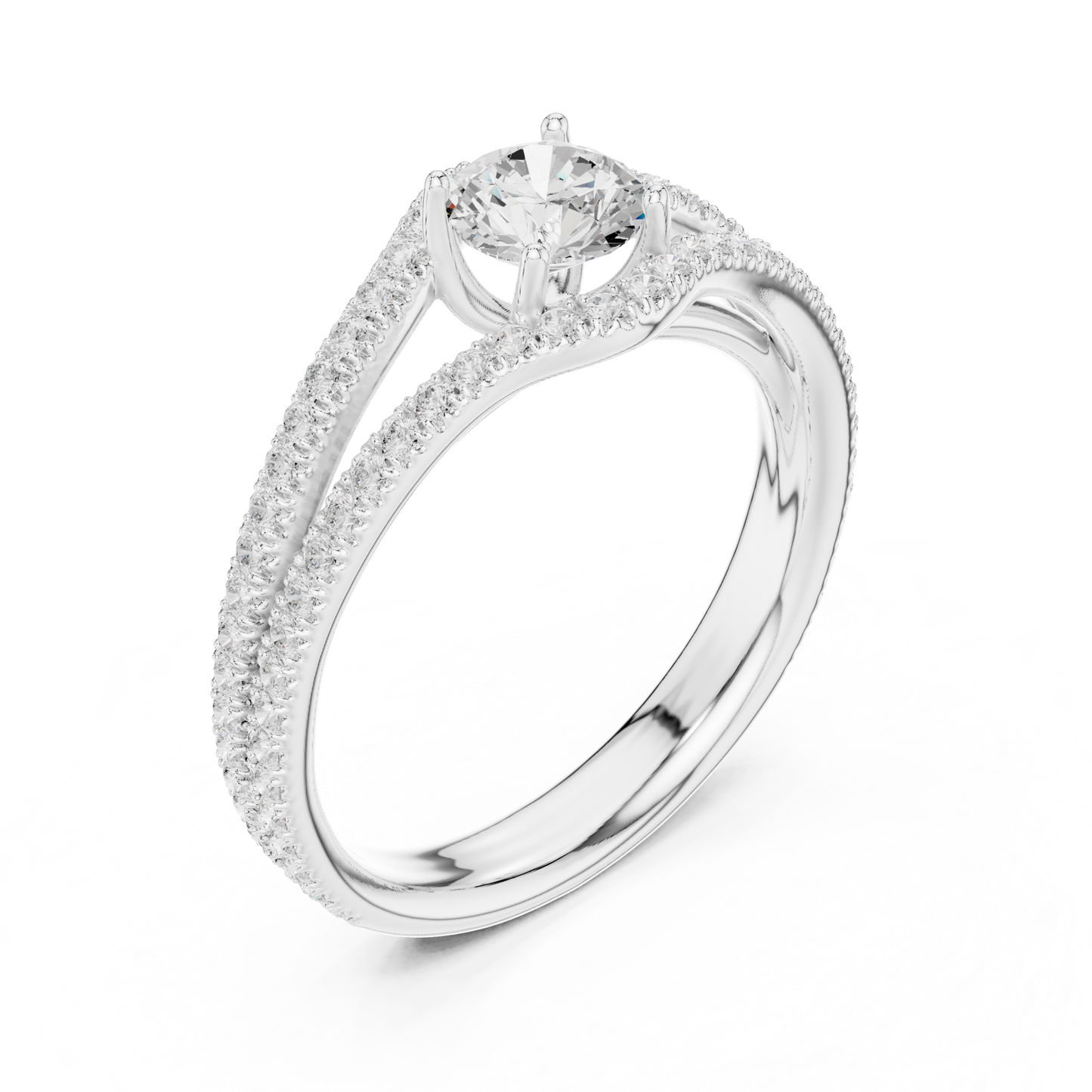 Round Pave Lab Grown Diamond Ring