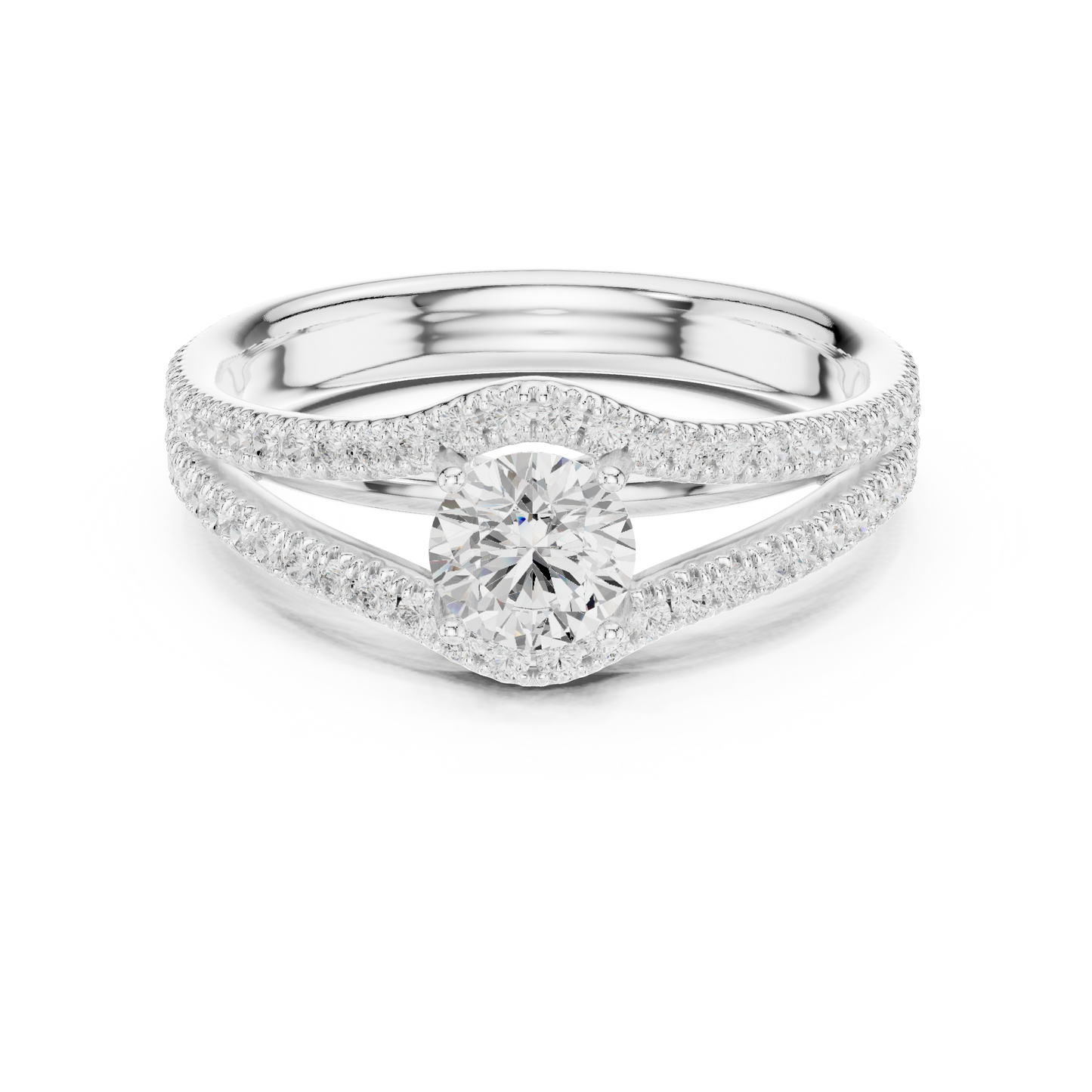 Round Pave Lab Grown Diamond Ring