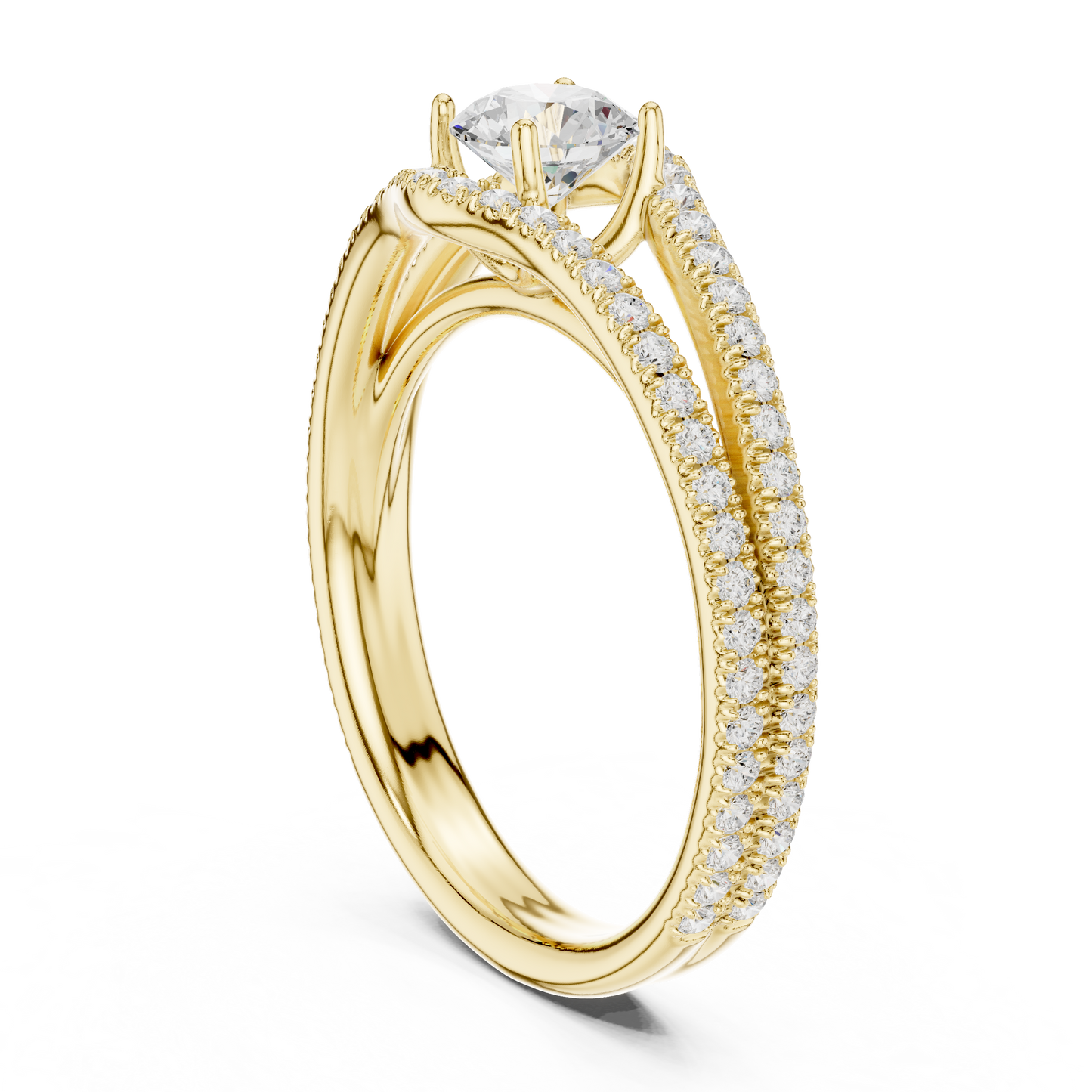 Round Pave Lab Grown Diamond Ring