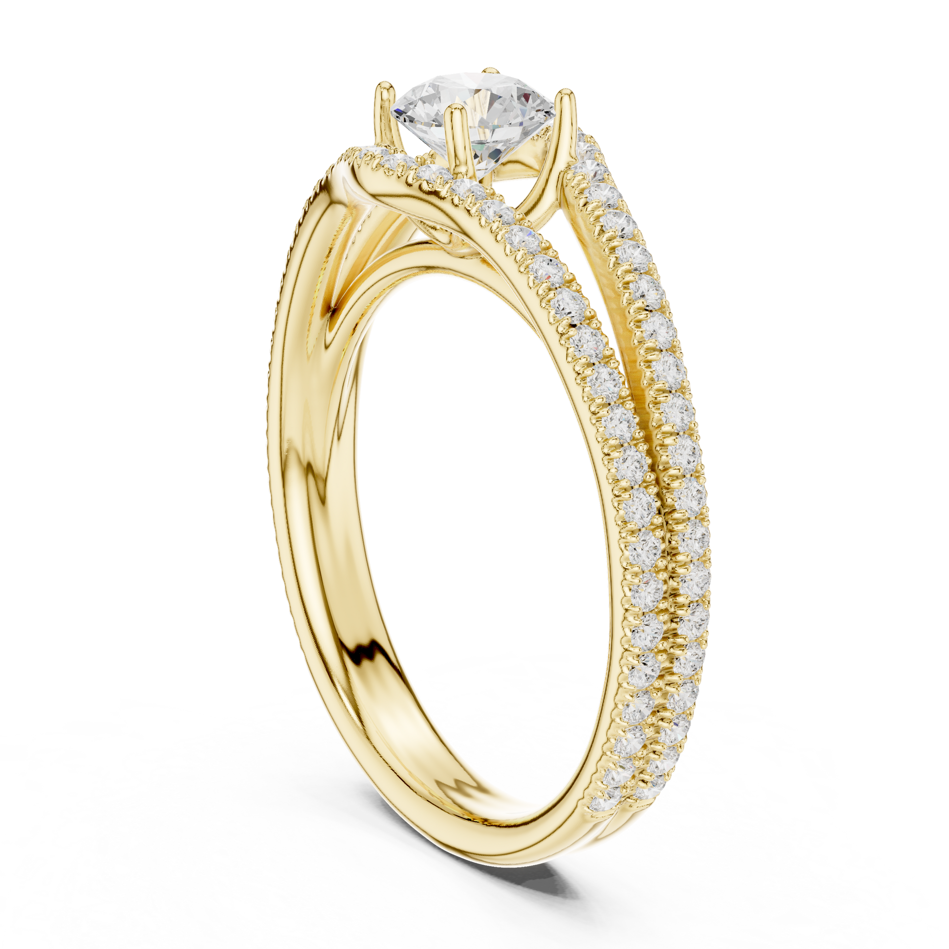 Round Pave Lab Grown Diamond Ring