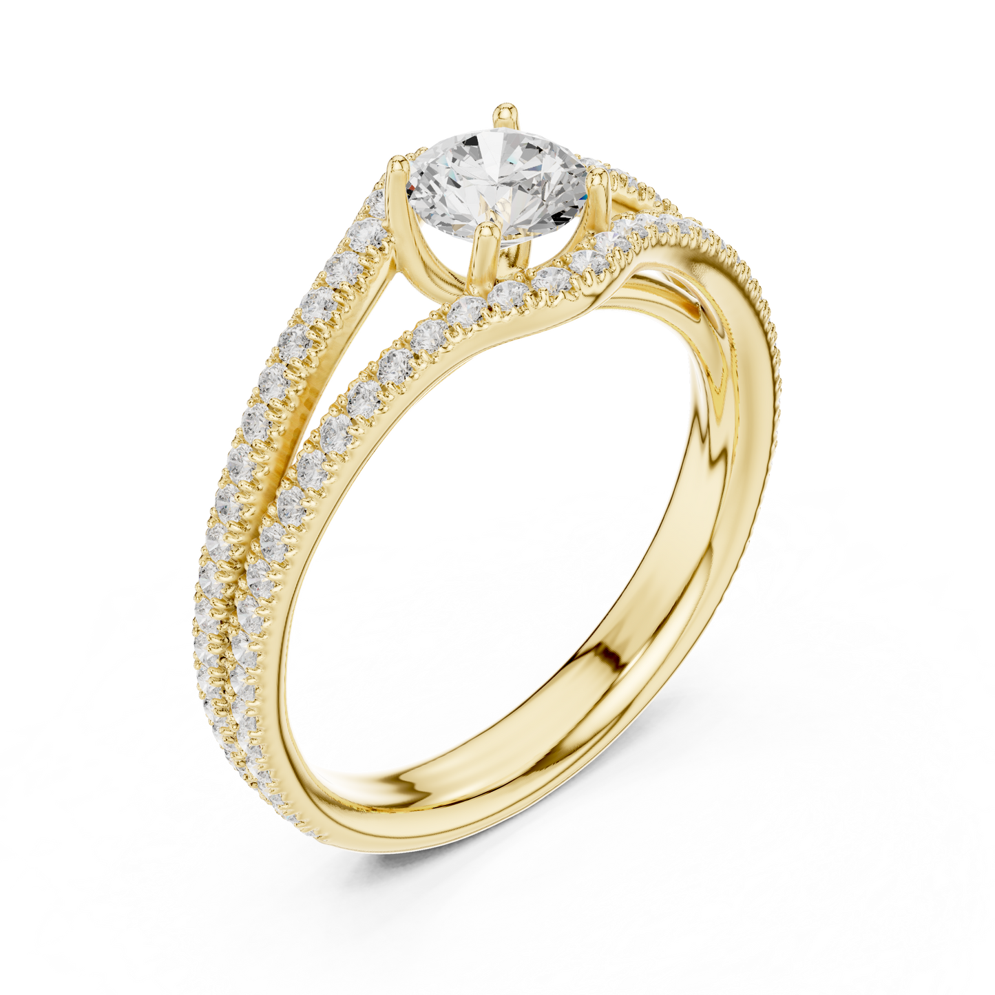 Round Pave Lab Grown Diamond Ring