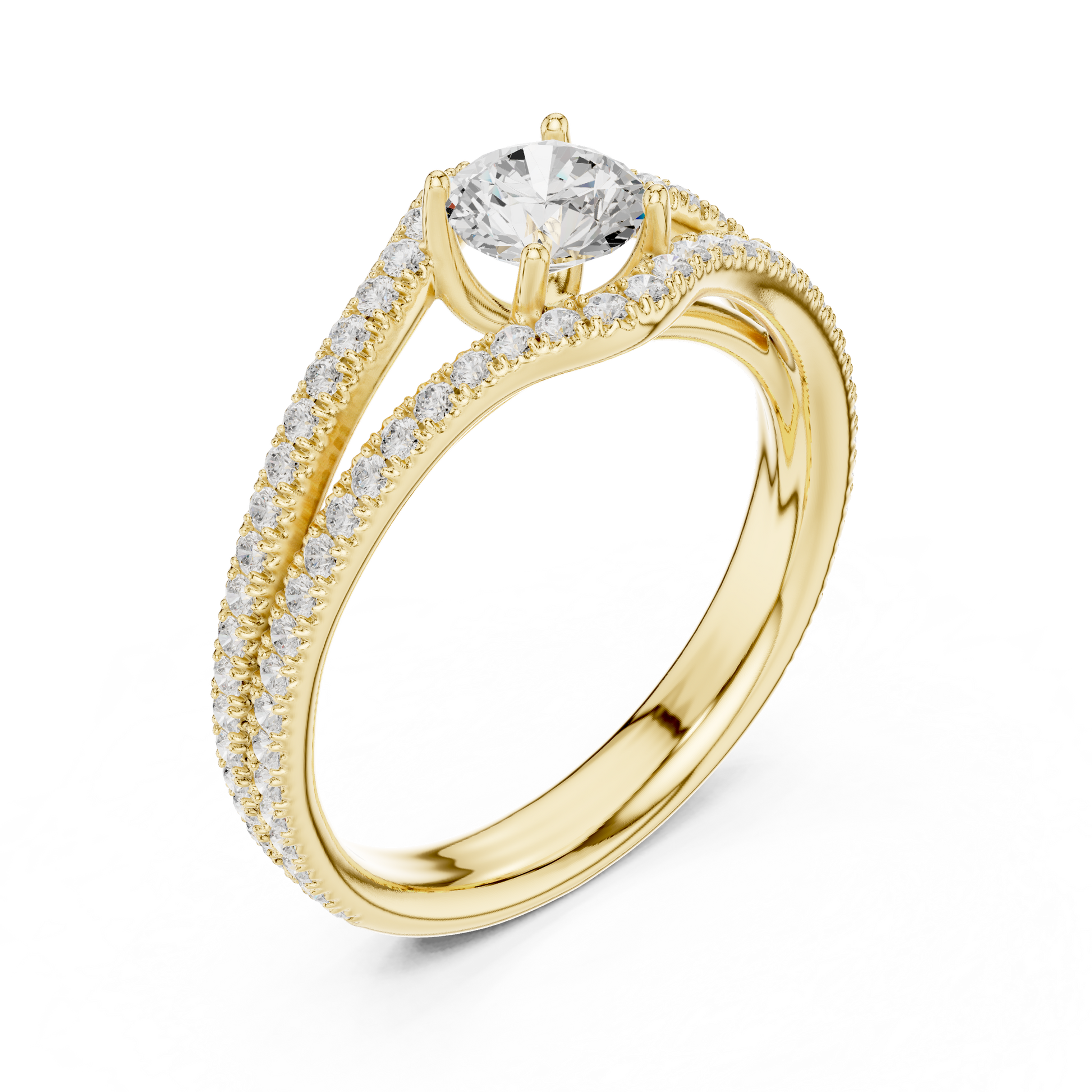 Round Pave Lab Grown Diamond Ring