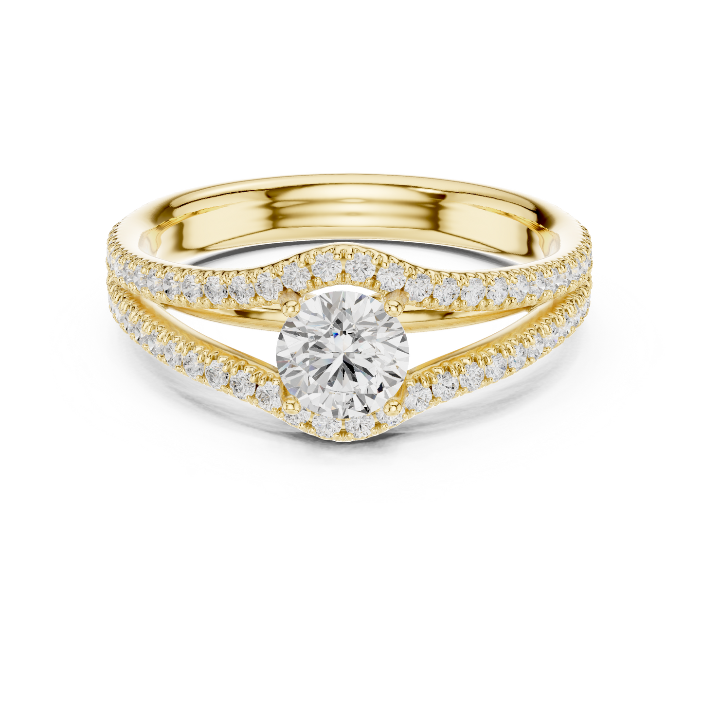 Round Pave Lab Grown Diamond Ring