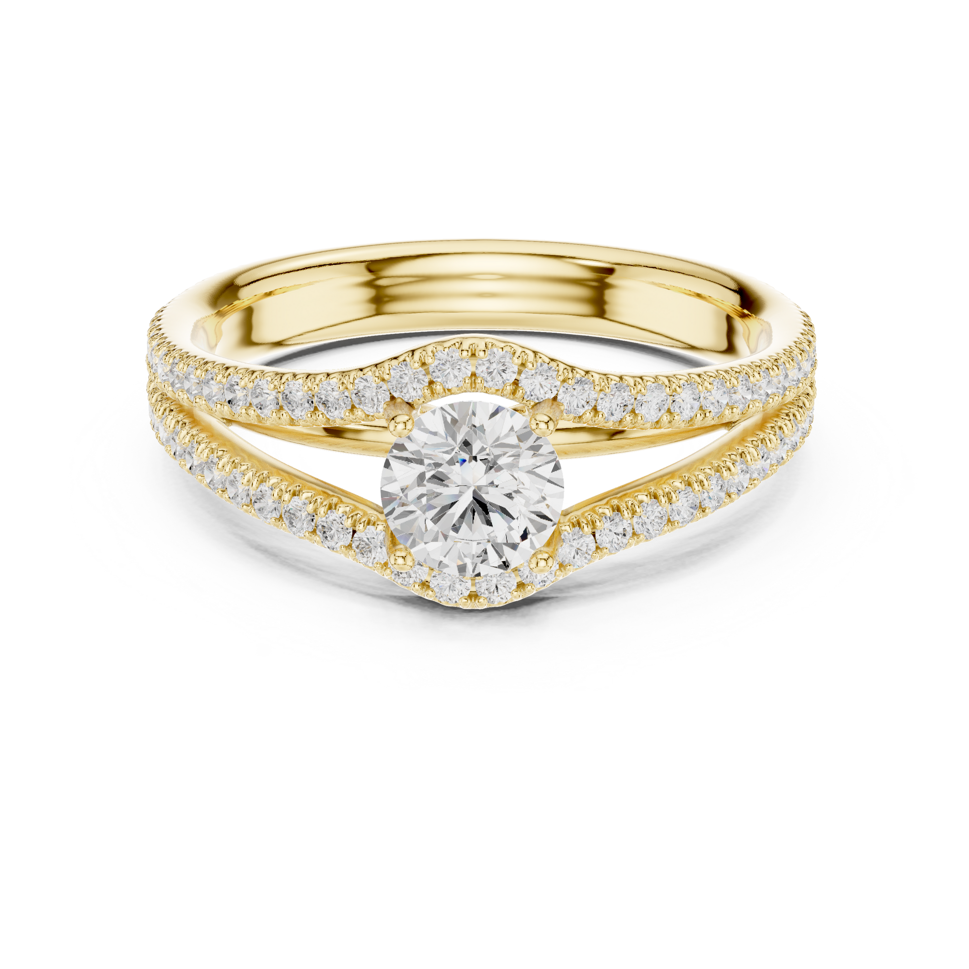 Round Pave Lab Grown Diamond Ring