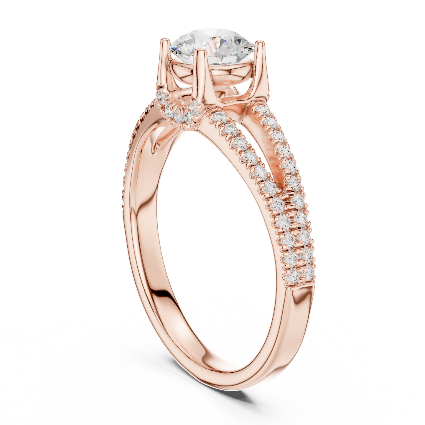 Round Side Stone Lab Grown Diamond Ring