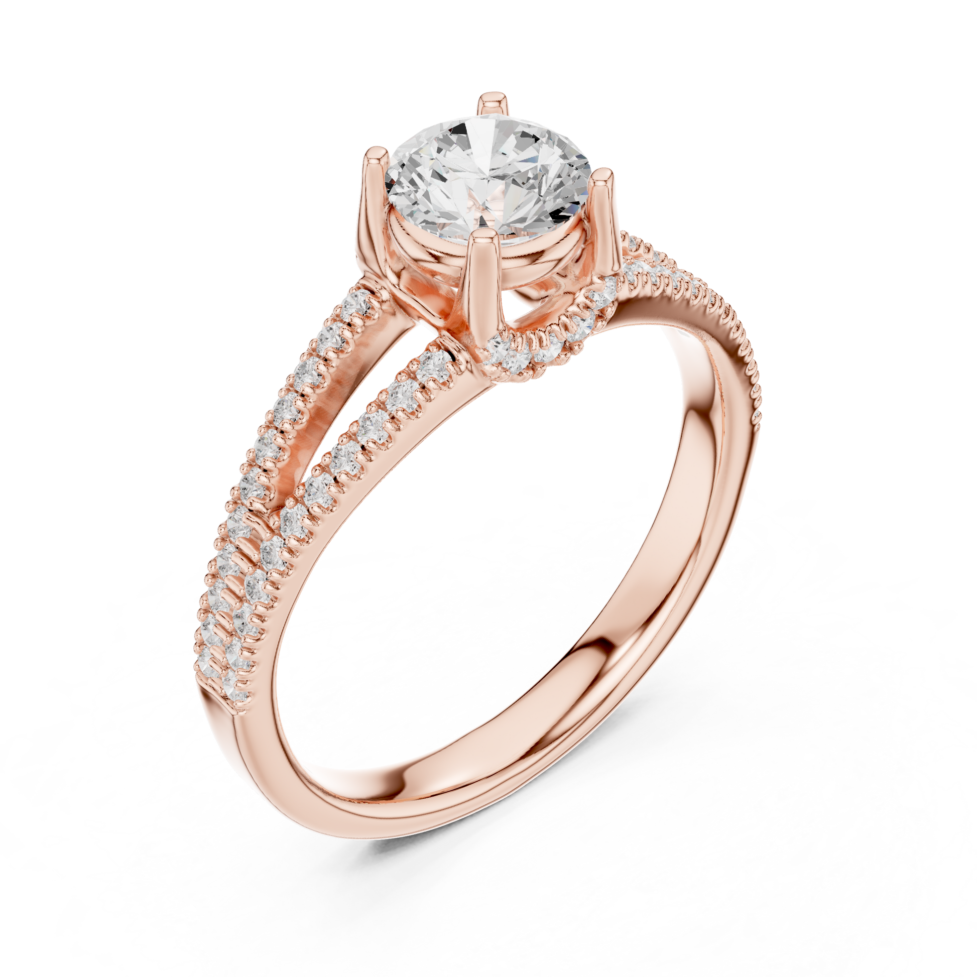 Round Side Stone Lab Grown Diamond Ring