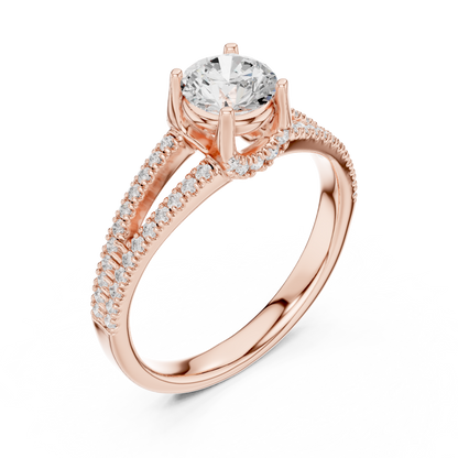 Round Side Stone Lab Grown Diamond Ring