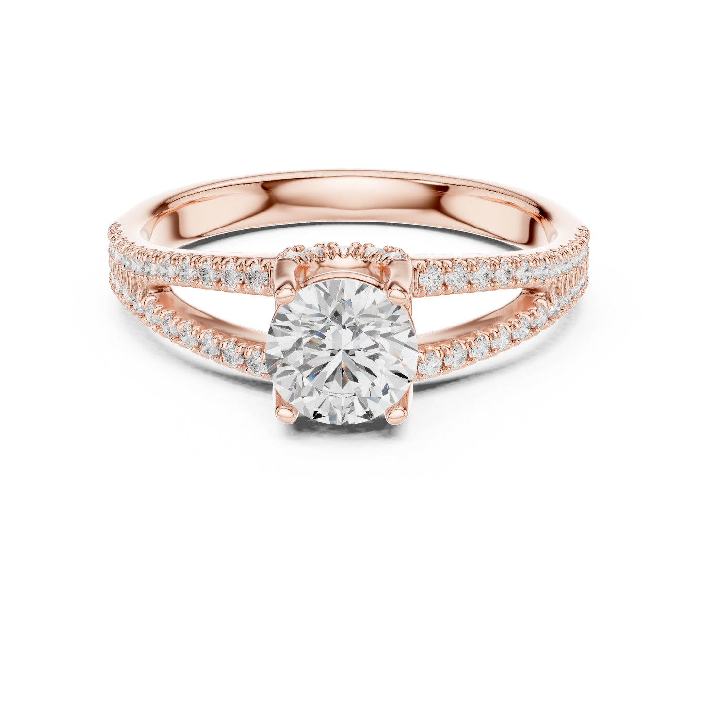 Round Side Stone Lab Grown Diamond Ring