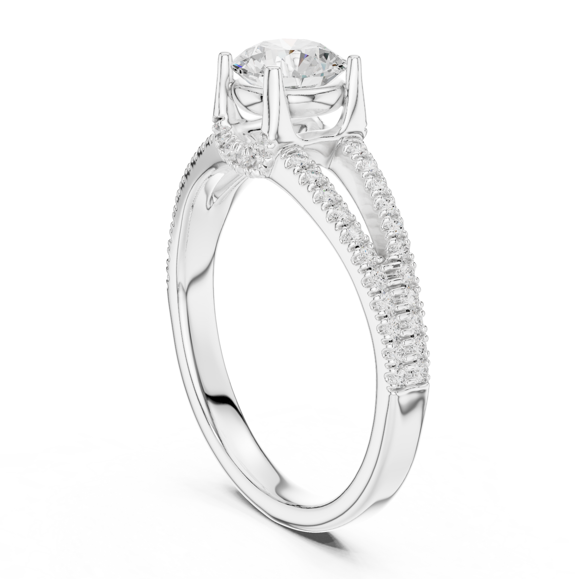 Round Side Stone Lab Grown Diamond Ring
