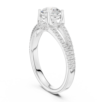 Round Side Stone Lab Grown Diamond Ring