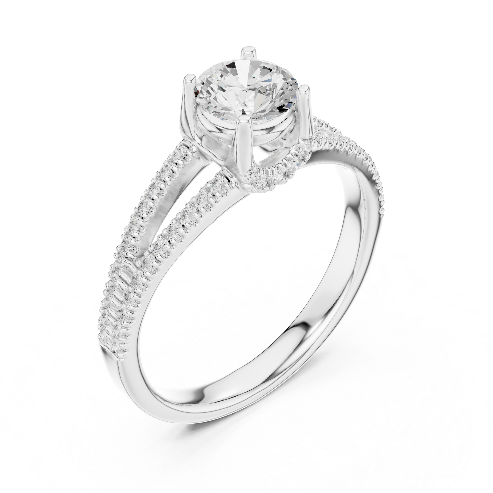 Round Side Stone Lab Grown Diamond Ring