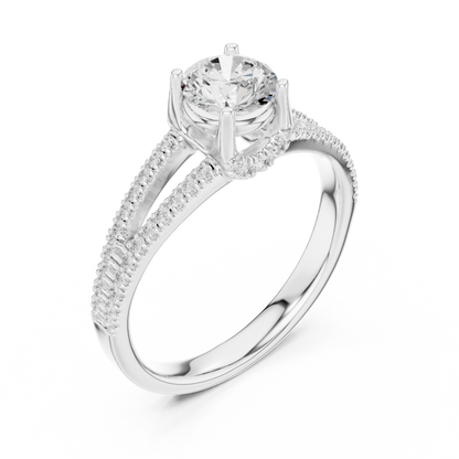 Round Side Stone Lab Grown Diamond Ring