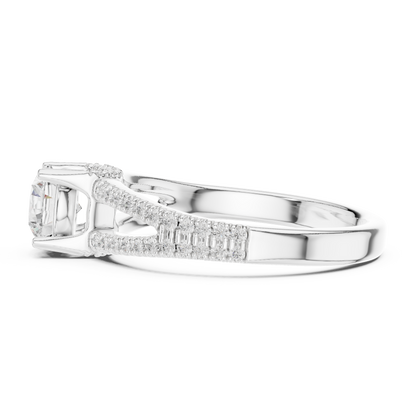 Round Side Stone Lab Grown Diamond Ring