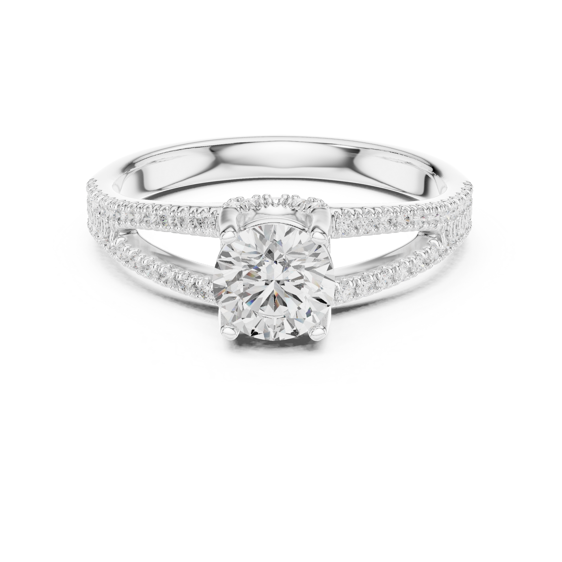 Round Side Stone Lab Grown Diamond Ring