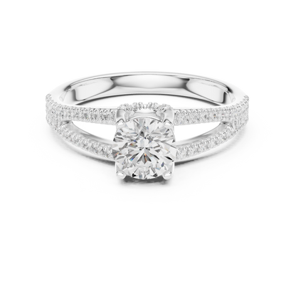 Round Side Stone Lab Grown Diamond Ring