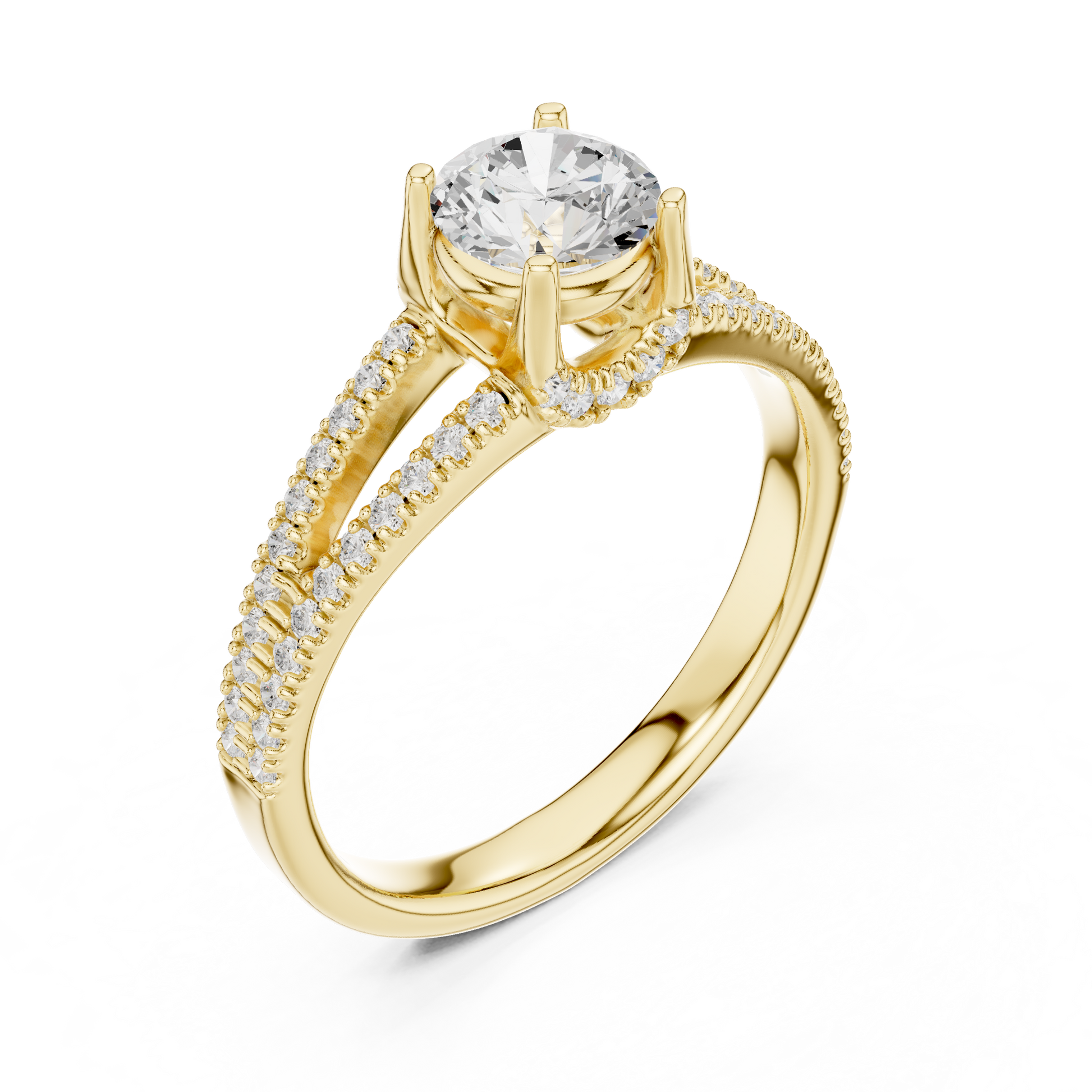 Round Side Stone Lab Grown Diamond Ring