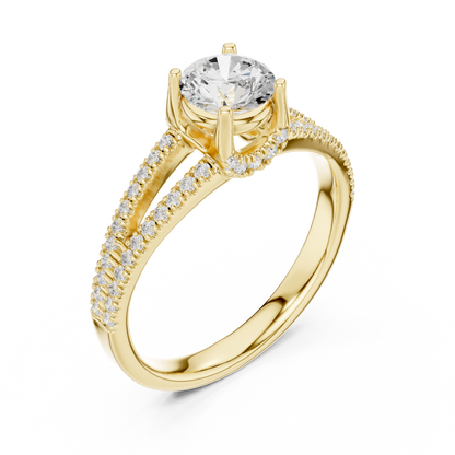 Round Side Stone Lab Grown Diamond Ring
