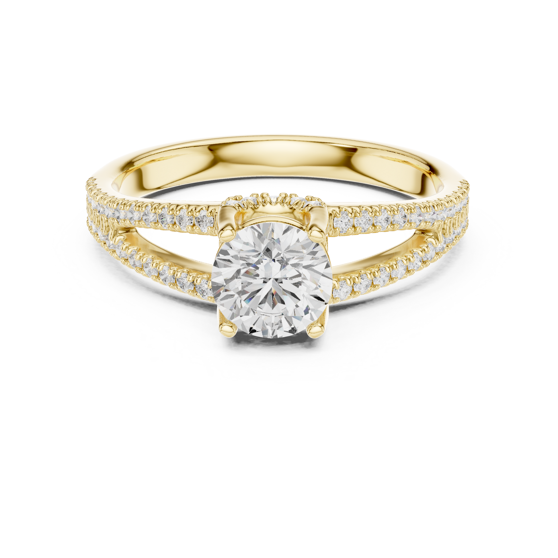 Round Side Stone Lab Grown Diamond Ring
