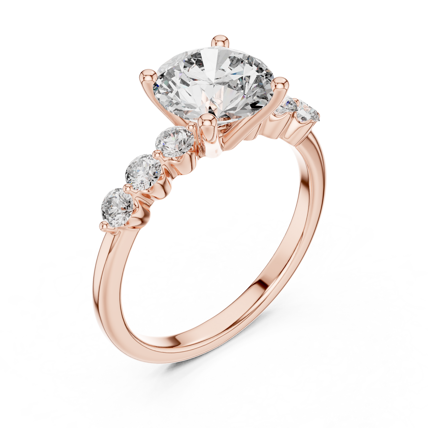 Round Side Stone Lab Grown Diamond Ring