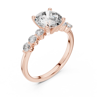 Round Side Stone Lab Grown Diamond Ring