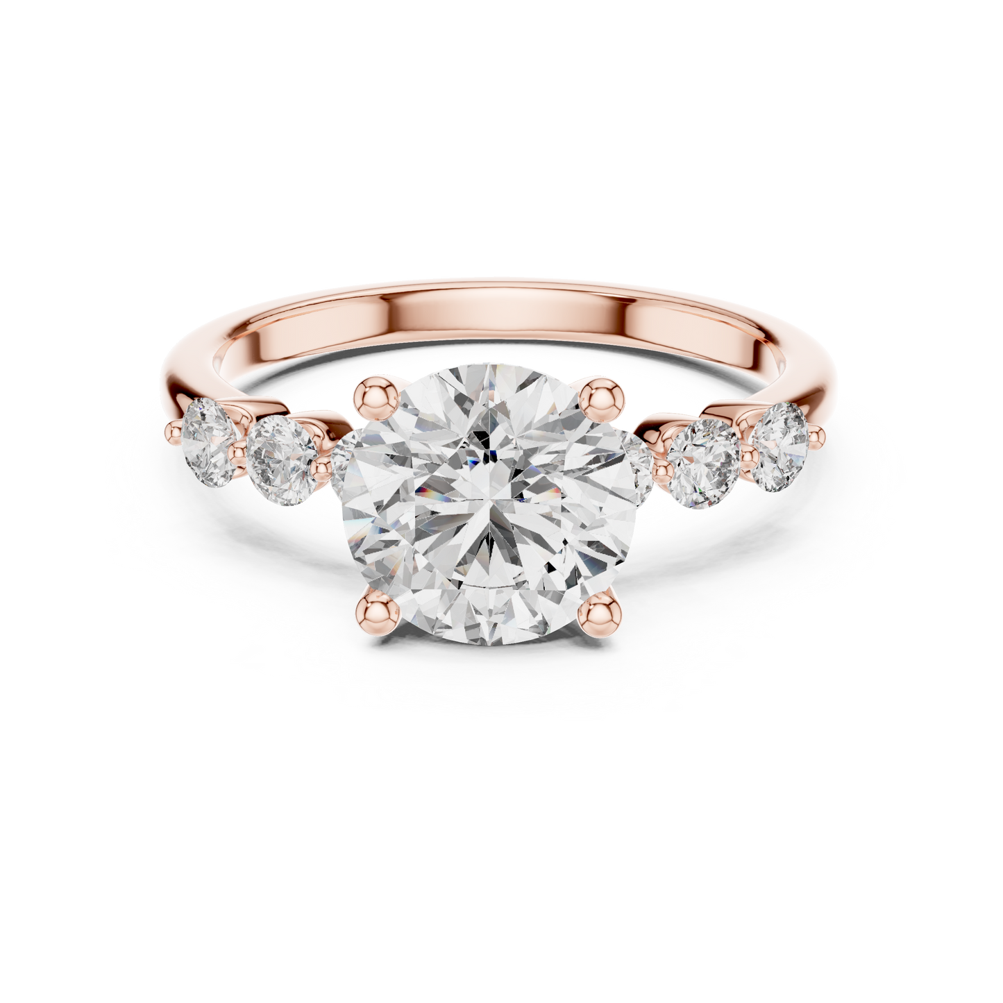 Round Side Stone Lab Grown Diamond Ring