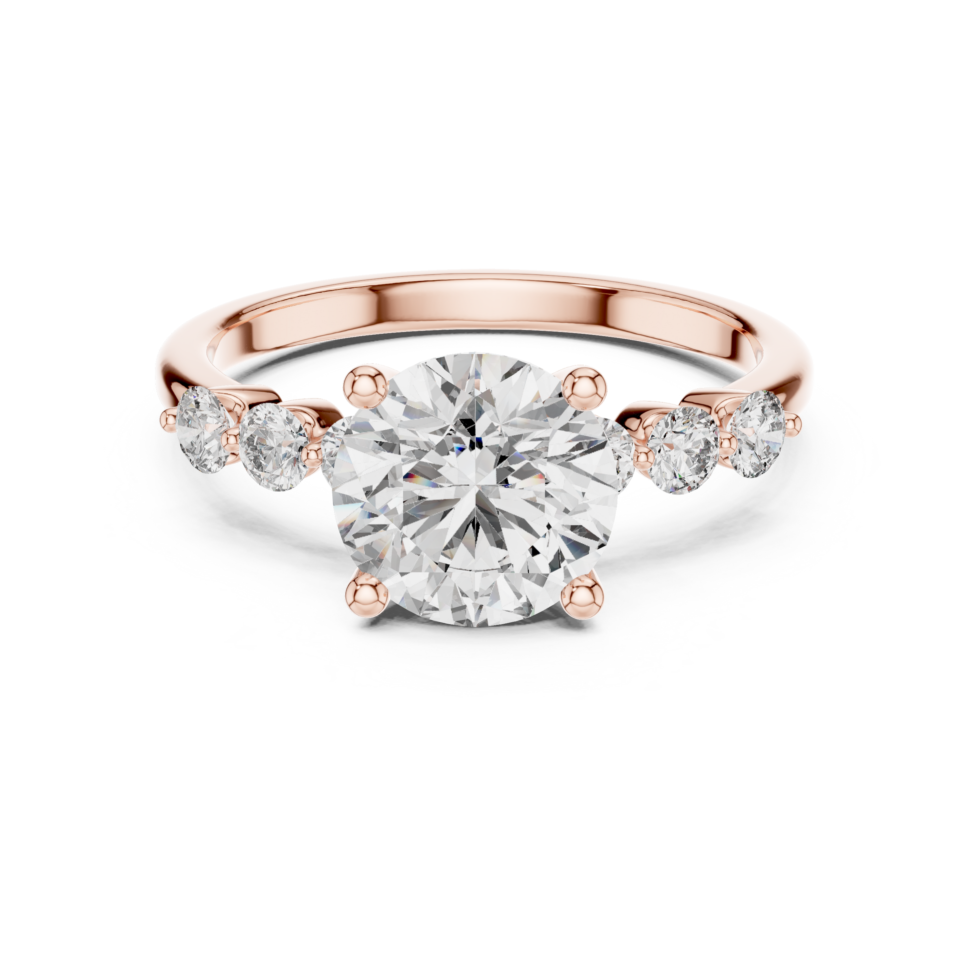 Round Side Stone Lab Grown Diamond Ring