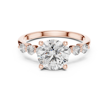Round Side Stone Lab Grown Diamond Ring