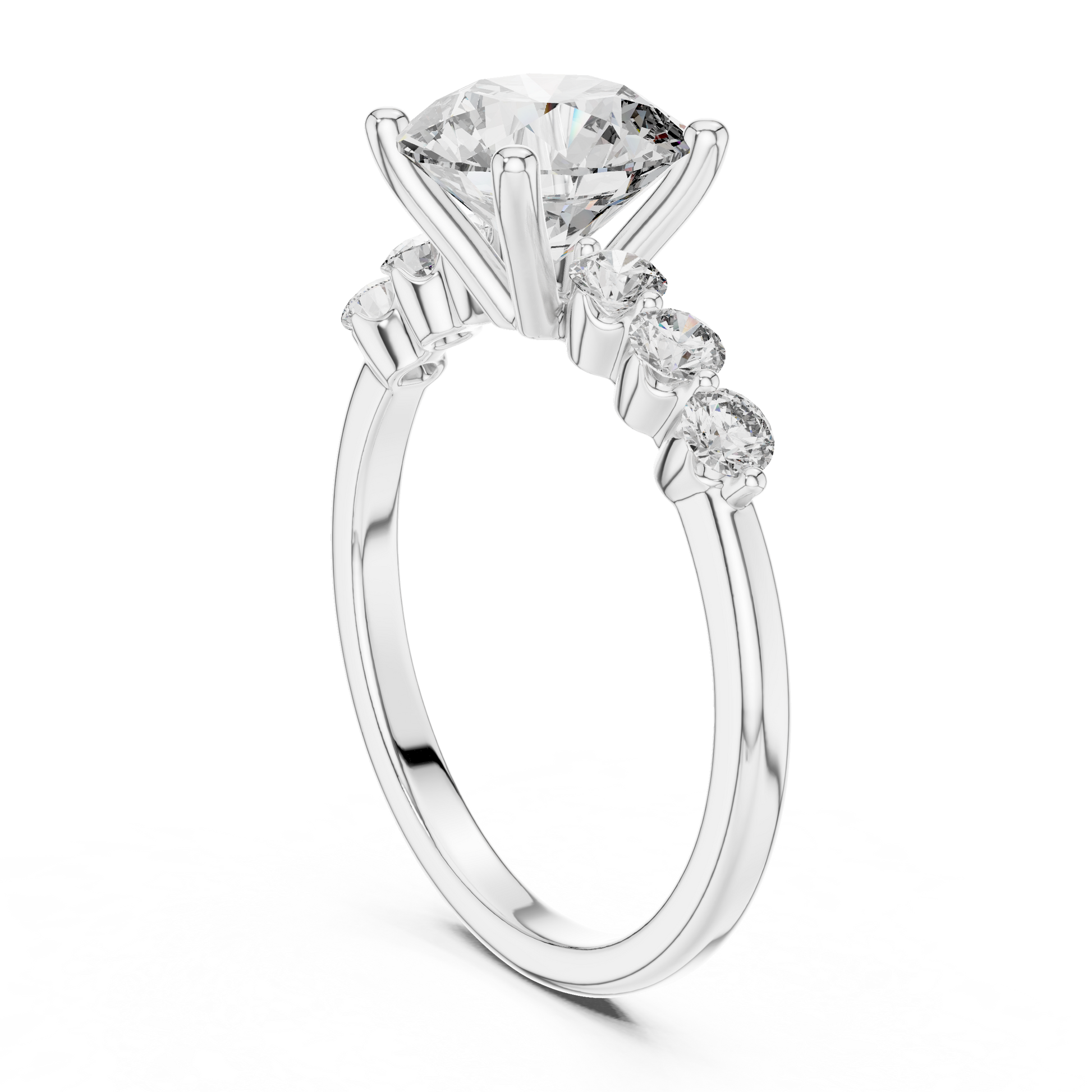 Round Side Stone Lab Grown Diamond Ring