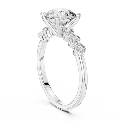 Round Side Stone Lab Grown Diamond Ring
