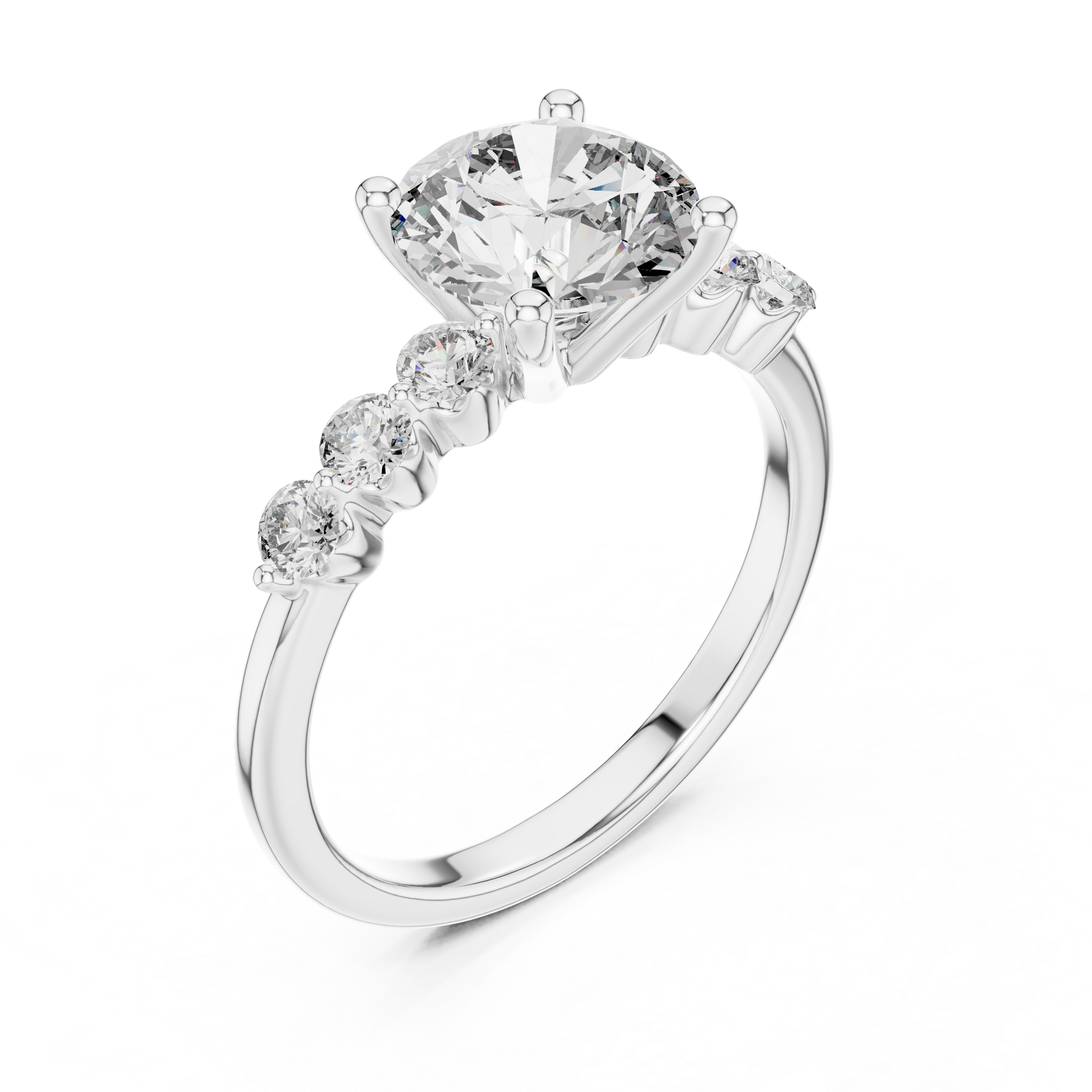 Round Side Stone Lab Grown Diamond Ring