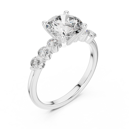 Round Side Stone Lab Grown Diamond Ring
