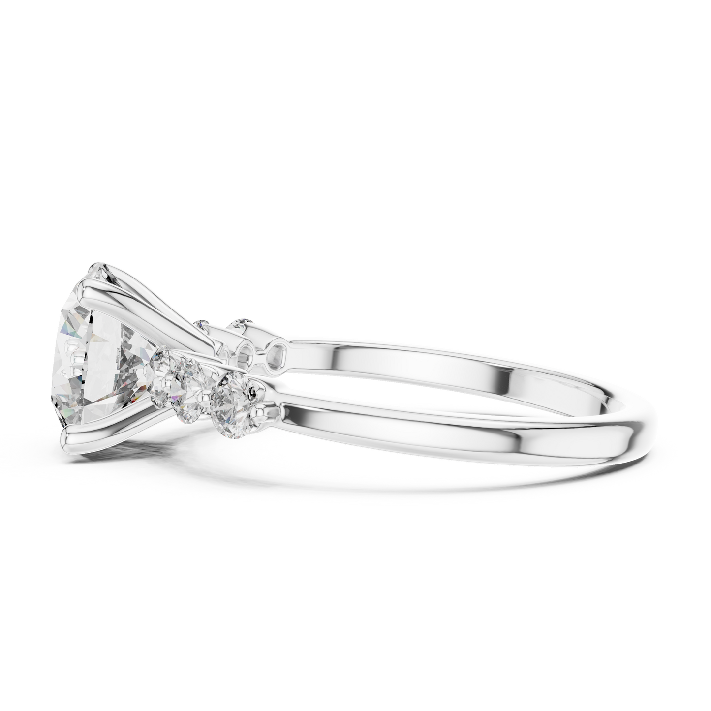 Round Side Stone Lab Grown Diamond Ring
