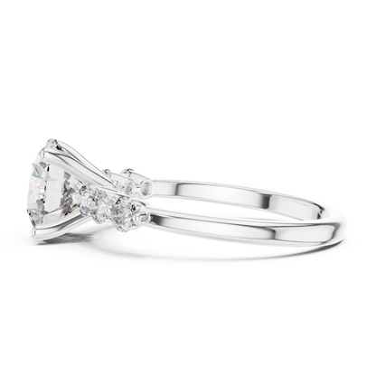 Round Side Stone Lab Grown Diamond Ring
