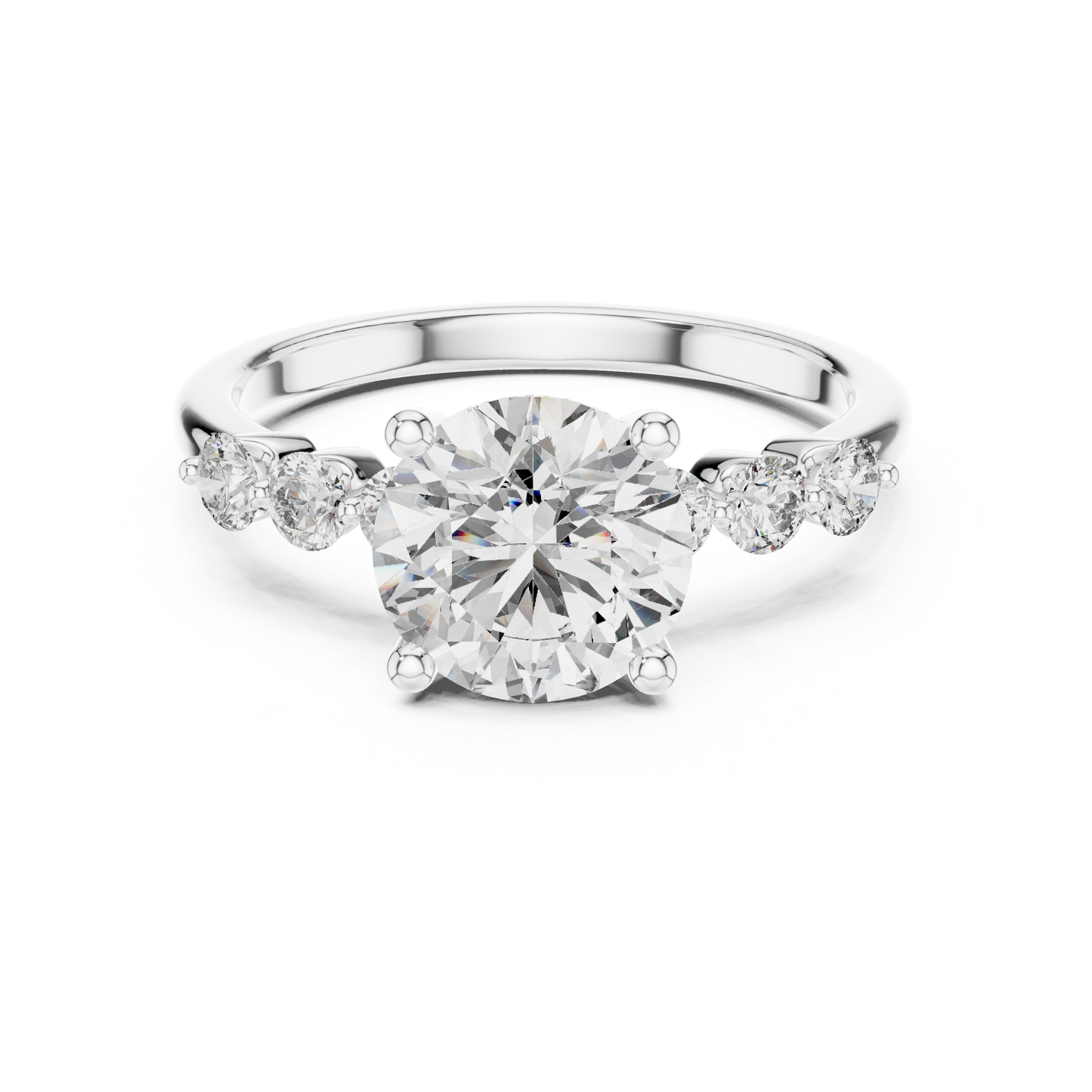 Round Side Stone Lab Grown Diamond Ring