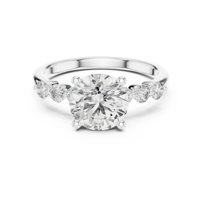 Round Side Stone Lab Grown Diamond Ring