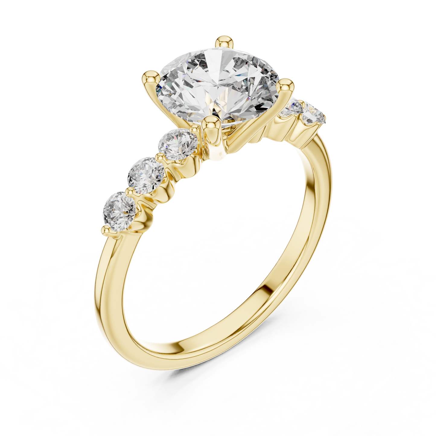 Round Side Stone Lab Grown Diamond Ring