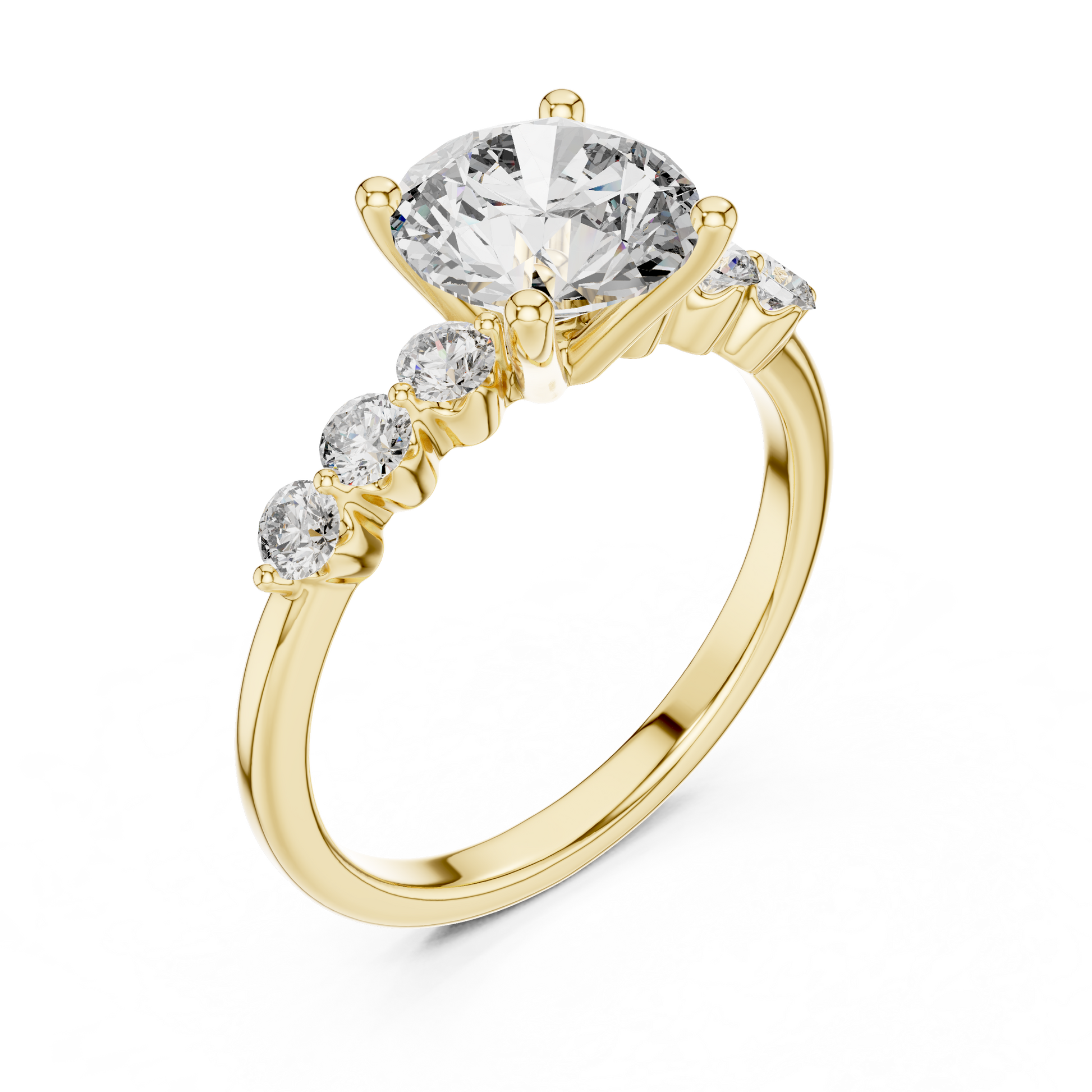 Round Side Stone Lab Grown Diamond Ring