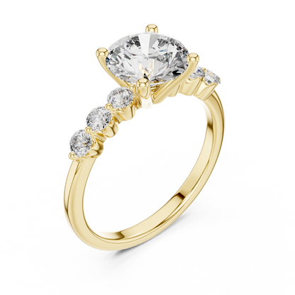 Round Side Stone Lab Grown Diamond Ring