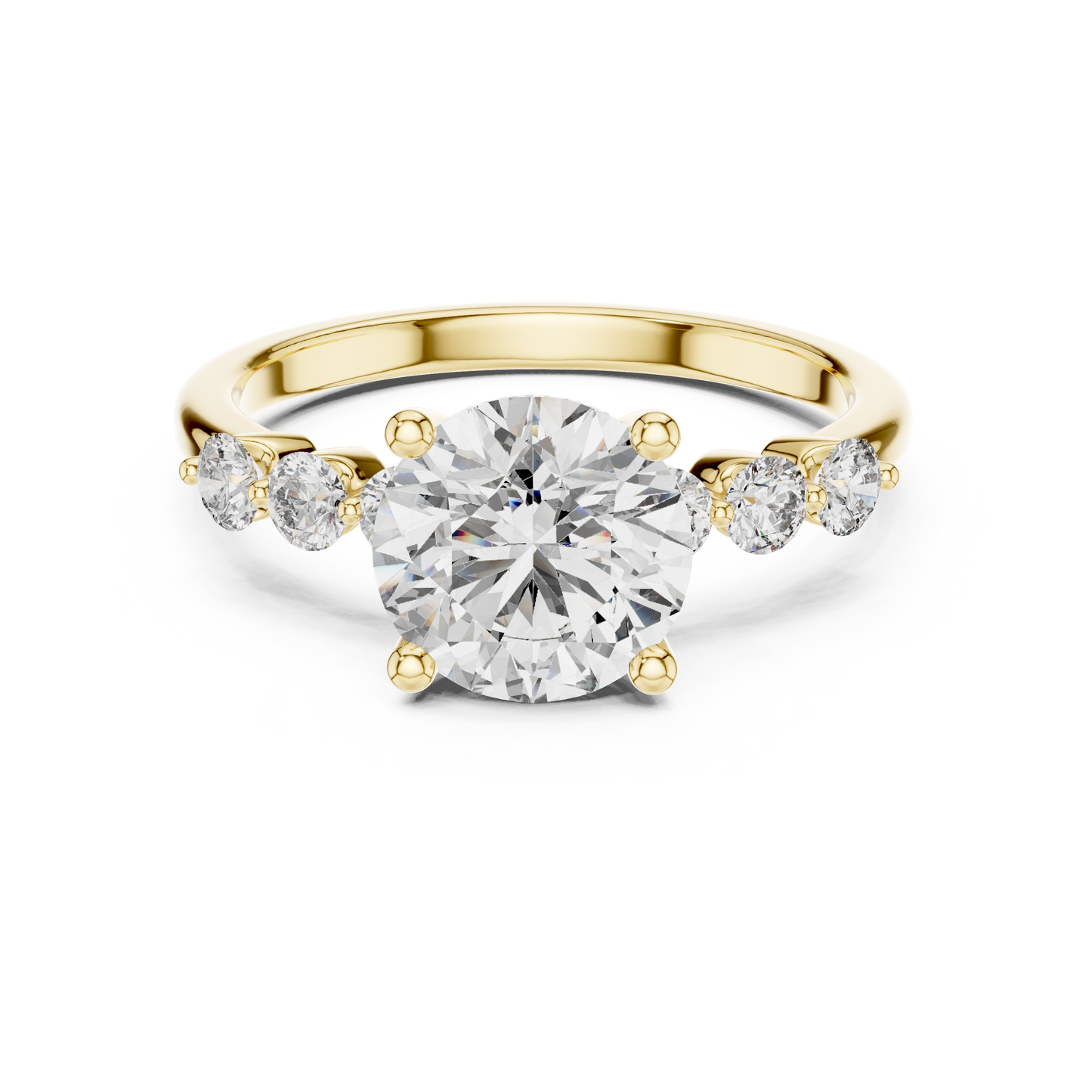 Round Side Stone Lab Grown Diamond Ring