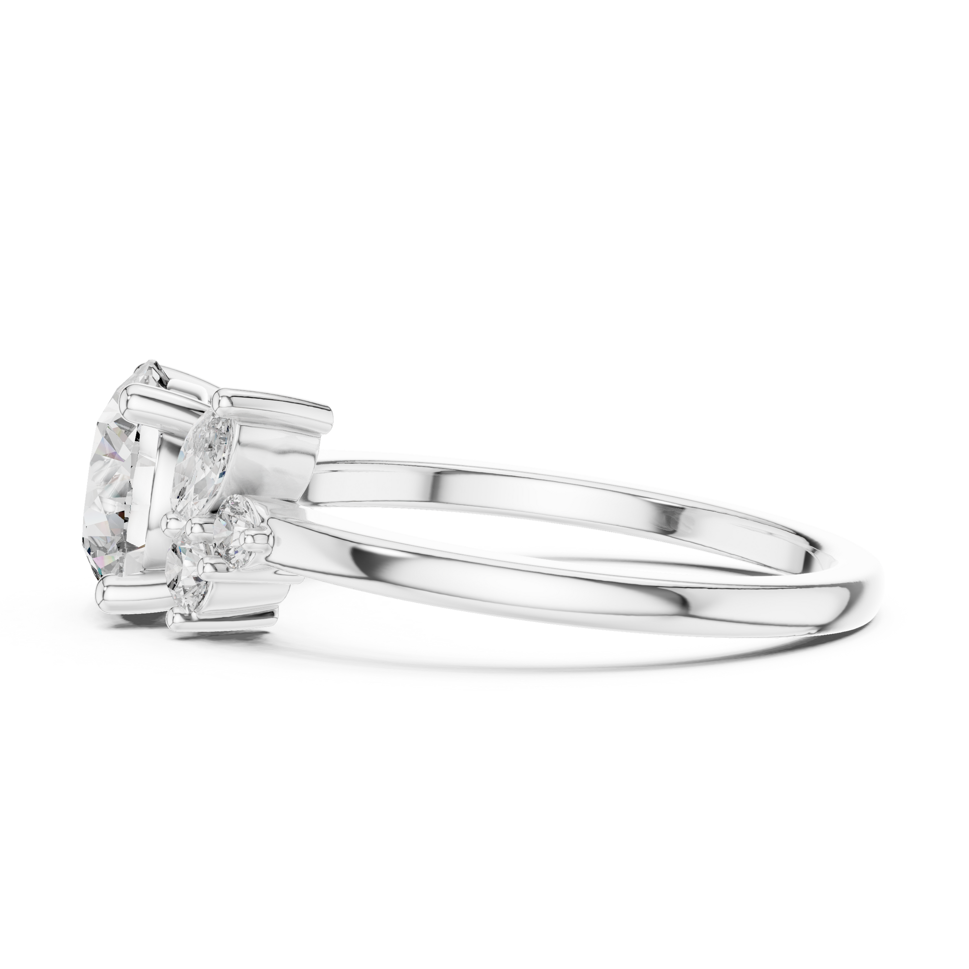Mixed Shape Lab Grown Diamond Side Stone Ring