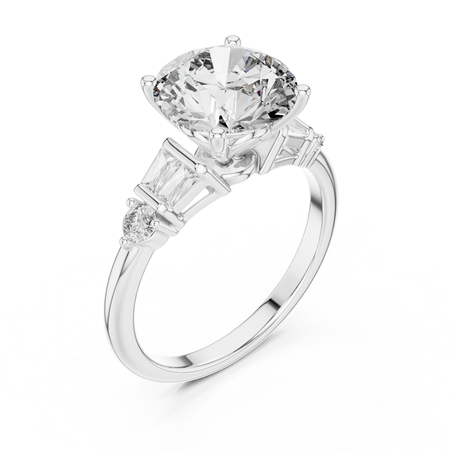 Mixed Shape Lab Grown Diamond Side Stone Ring
