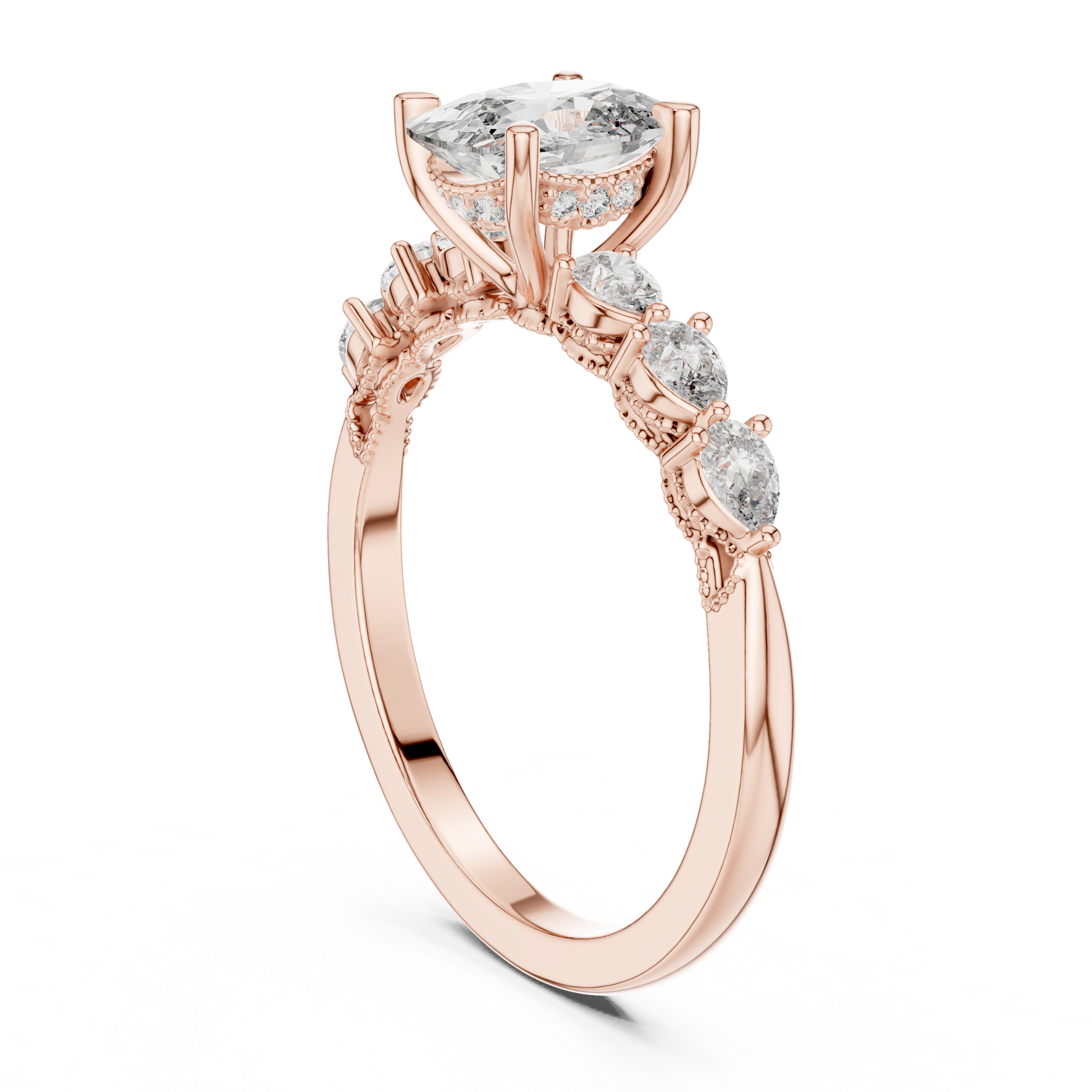 Mixed Shape Lab Grown Diamond Side Stone Ring