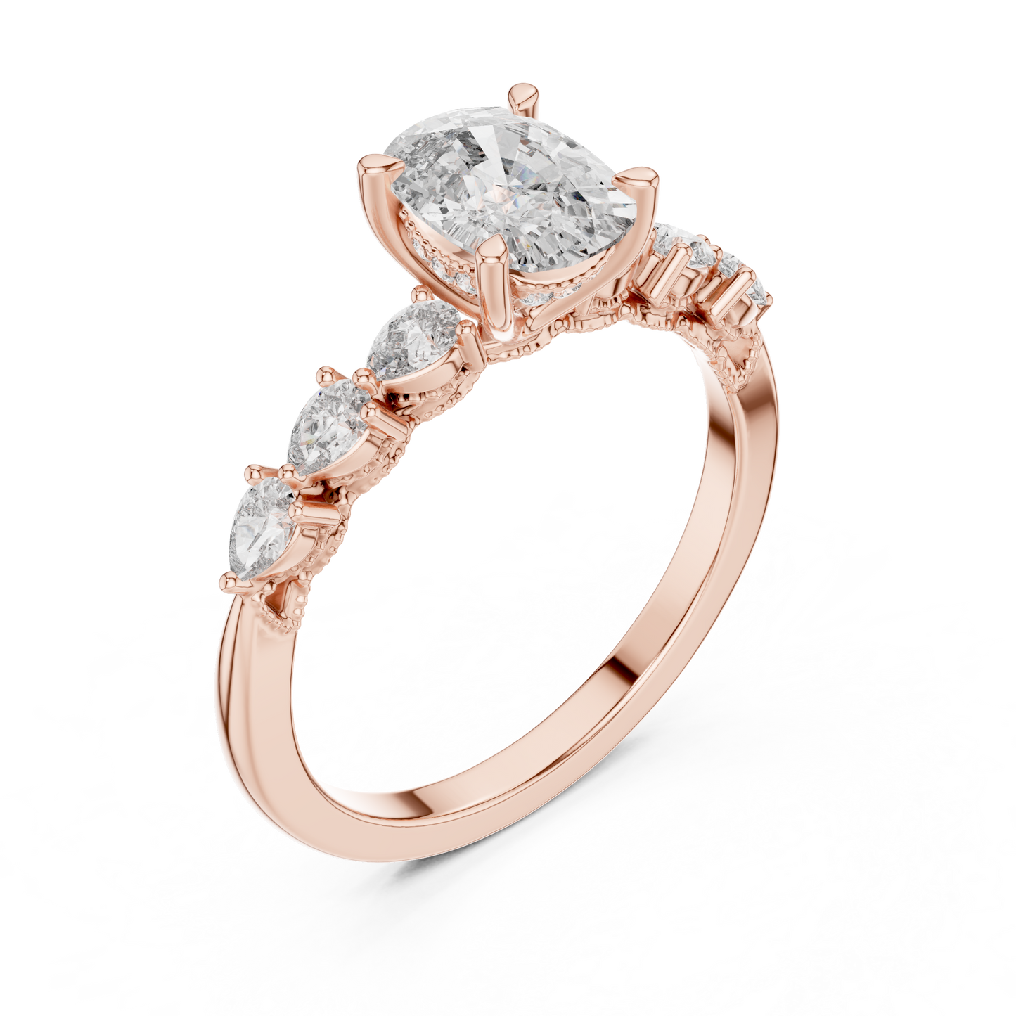 Mixed Shape Lab Grown Diamond Side Stone Ring