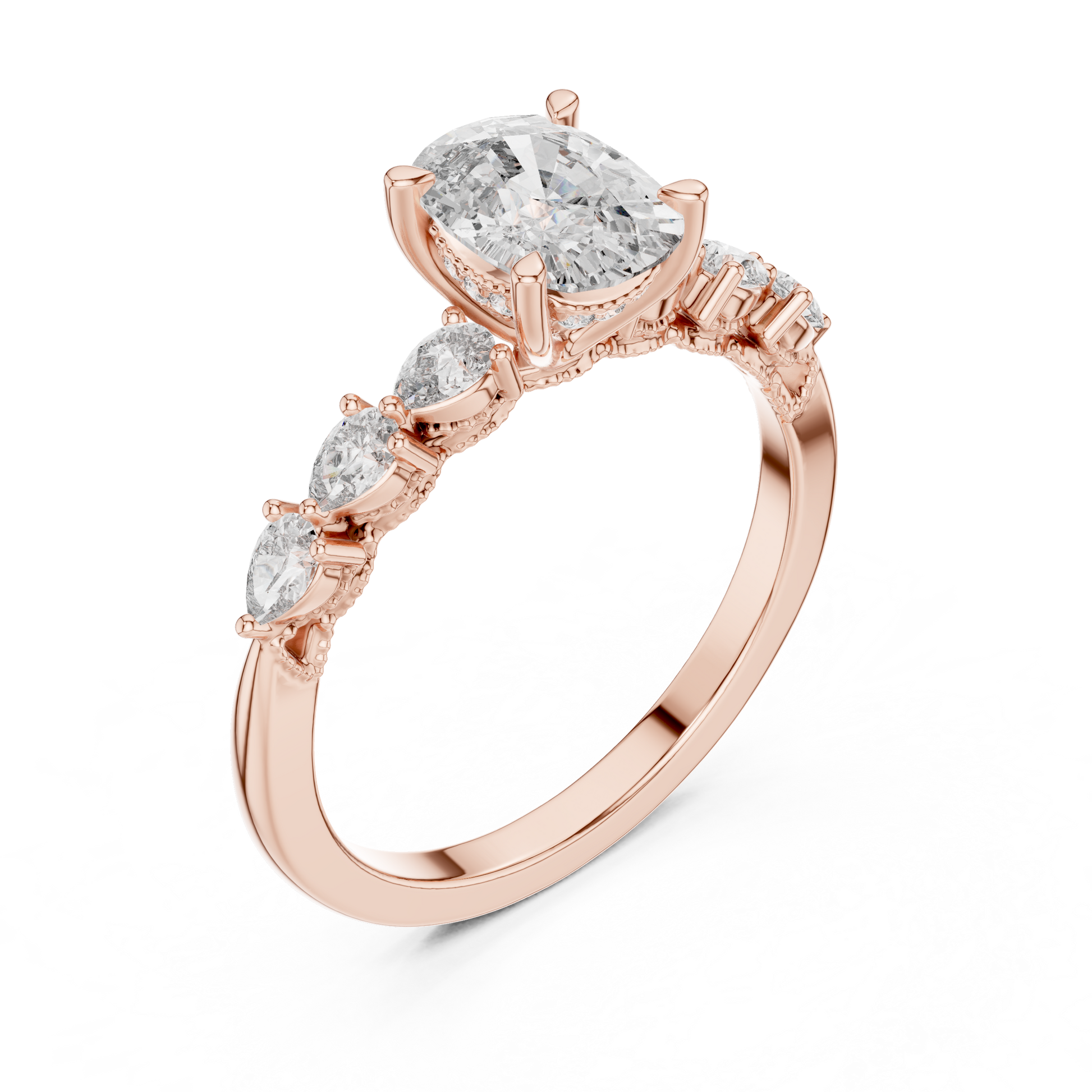 Mixed Shape Lab Grown Diamond Side Stone Ring