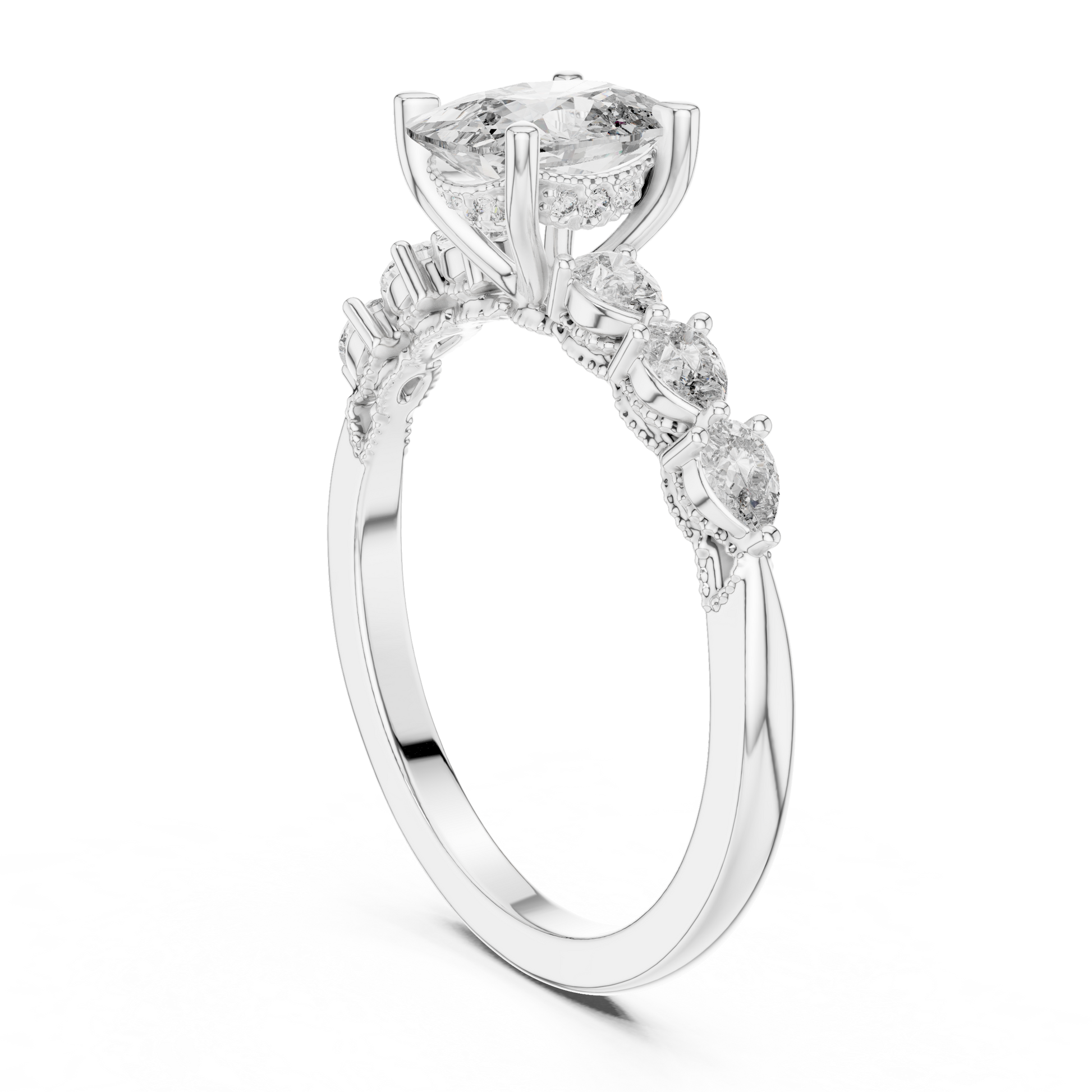 Mixed Shape Lab Grown Diamond Side Stone Ring