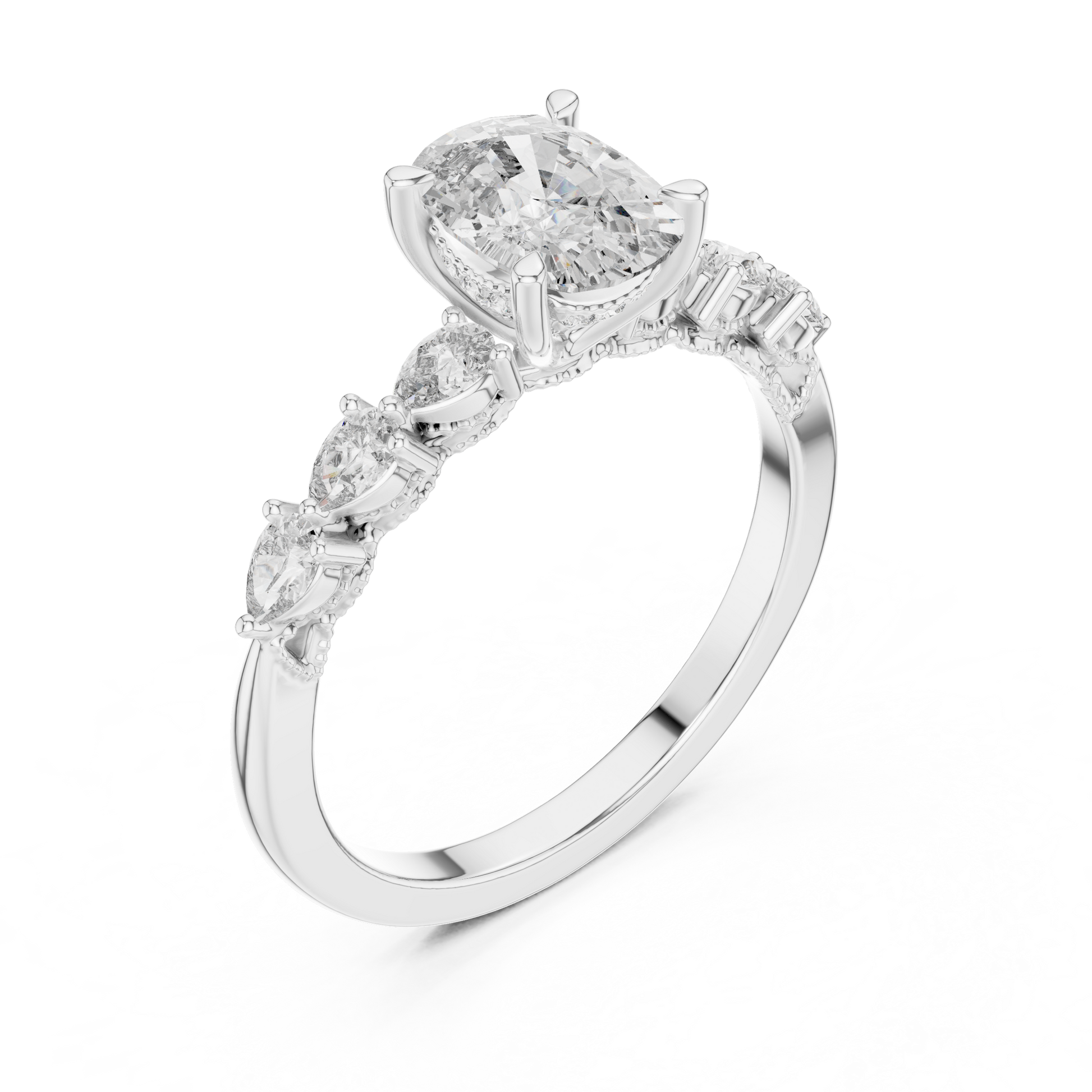 Mixed Shape Lab Grown Diamond Side Stone Ring