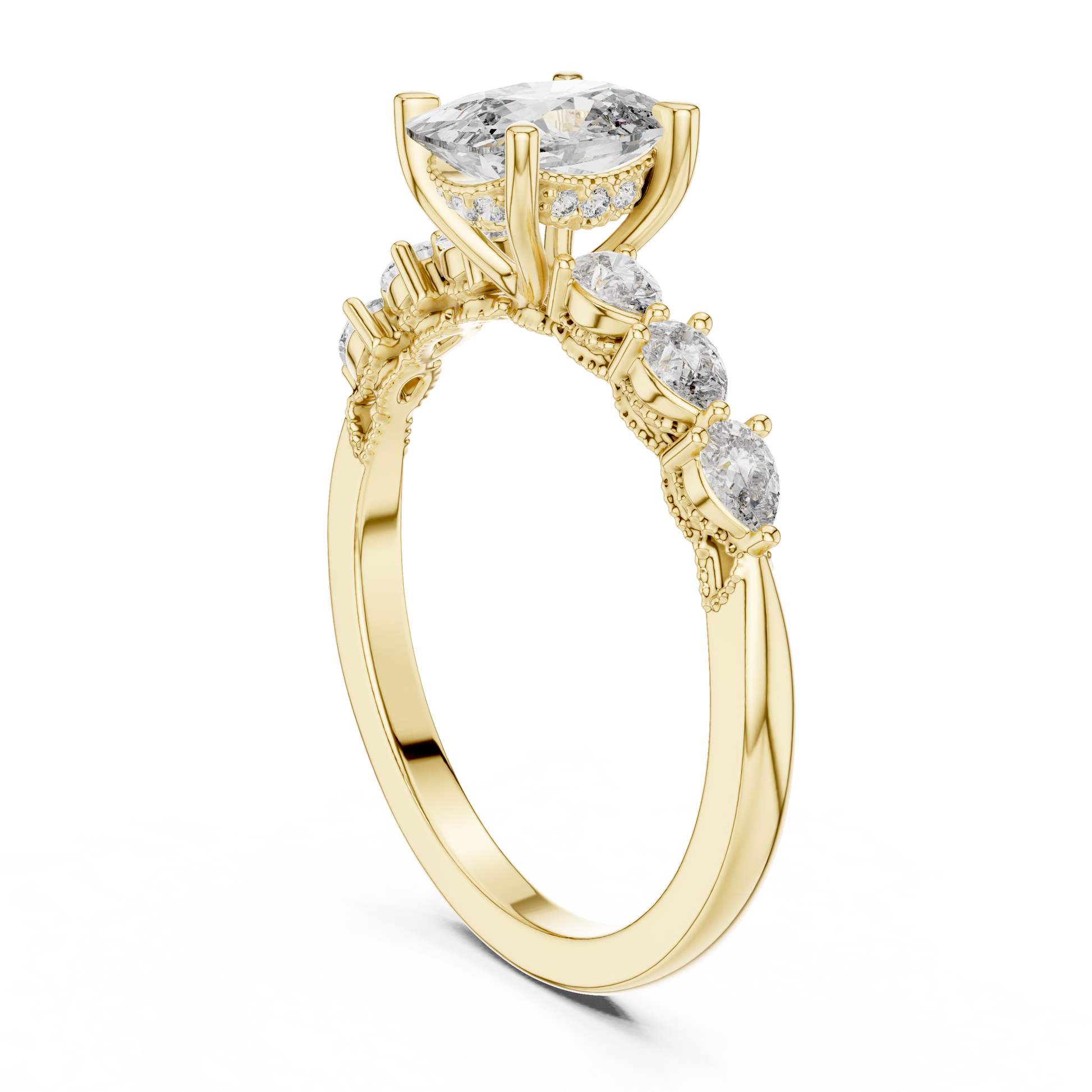 Mixed Shape Lab Grown Diamond Side Stone Ring